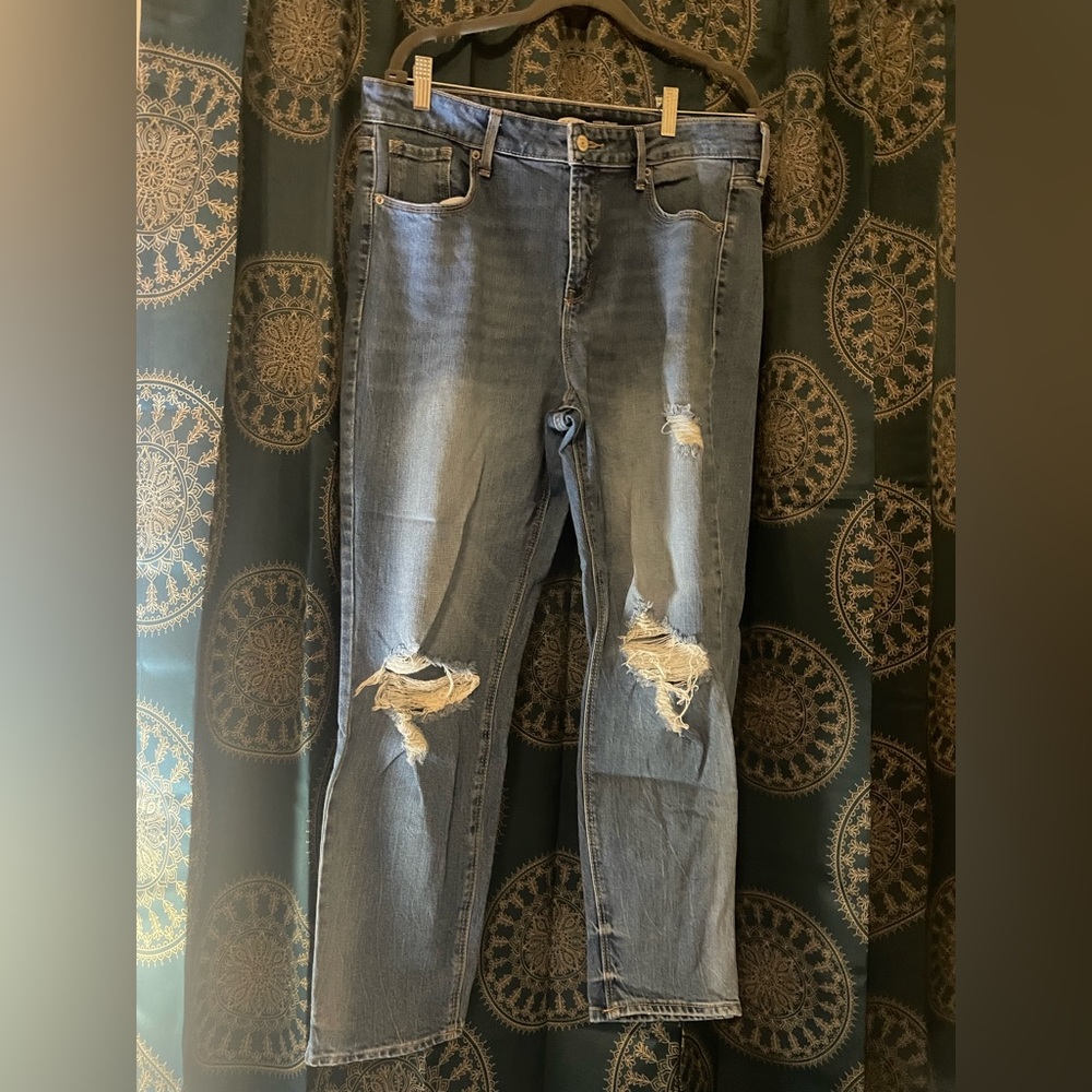 Distressed Power Straight Jeans